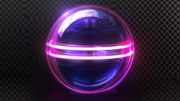 Het neon bol schild beschikt over verschillende texturen en gloeiefecten Een realistische 3D moderne van lichtgevende beveiligingsbal met een transparant effect De ronde deksel koepel beschikt over krachtvelden of een kracht