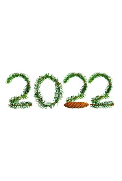 Het nieuwe jaar 2022 is gemaakt van sparren takken