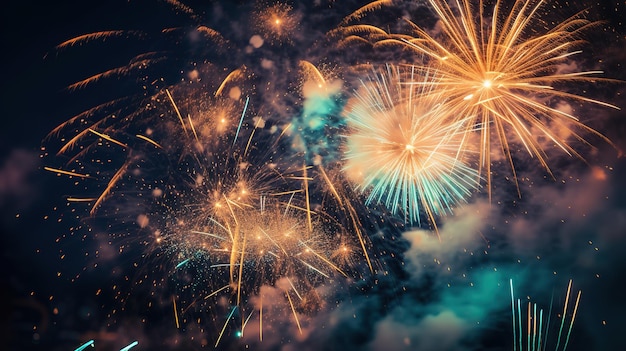 Het nieuwe jaar 2023 vieren met sterretjes en vuurwerkGeneratieve AI
