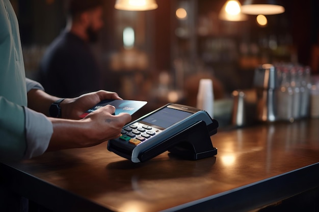 Foto het omarmen van contantloos gemak contactloze creditcardbetalingen aan de bar