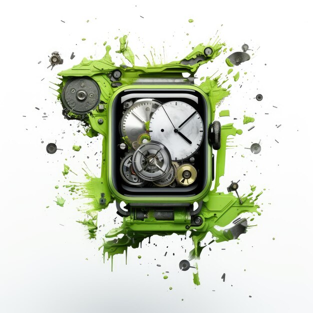 Het onthullen van de innerlijke geheimen van Apple iWatch Exploding Lime Green Rorschach illustratie onthult Int