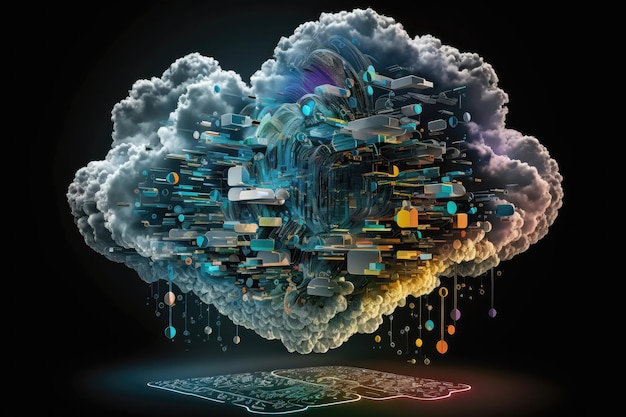 Het ontketenen van de kracht van cloud computing het visualiseren van complexe digitale informatie Illustratieconcept