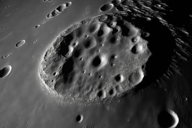 Het oppervlak van de planeet Mercurius met kraters van asteroïden Outer space