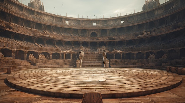 Foto het oude colosseum in de woestijn