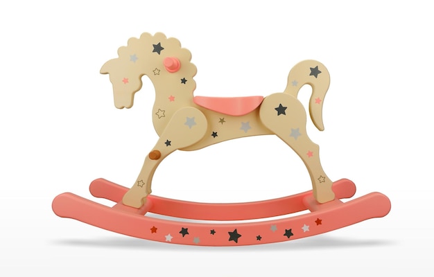 het paard is een houten speelgoed schommel gemaakt van hout beschilderd met omgevingsverf een mooie