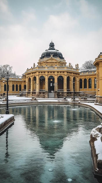 Het paleis van de Romeinse baden in de winter