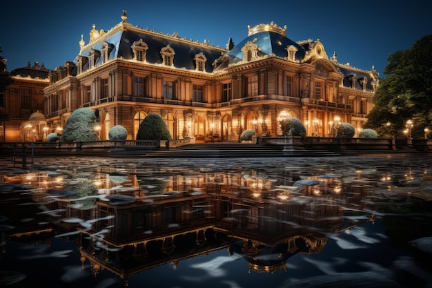 Het paleis van Versailles bij maanlicht