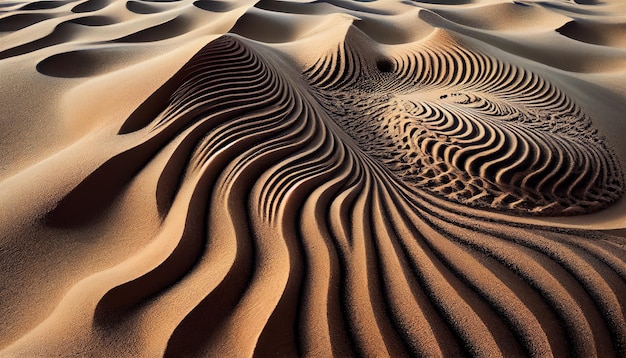 Het patroon van zandduinen gaat over in de generatieve AI van het dorre Arabische landschap