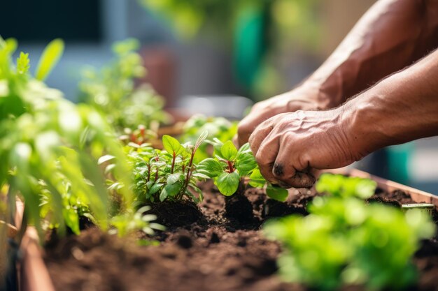 Foto het planten van daktuinen voor het behoud van de ozonlaag