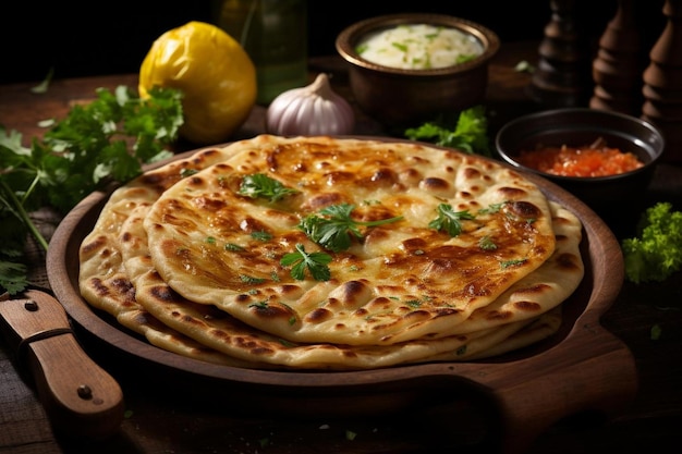 Het populaire straatvoedsel Aloo Paratha of Alu Paratha