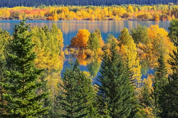 Het prachtige meer in de herfst