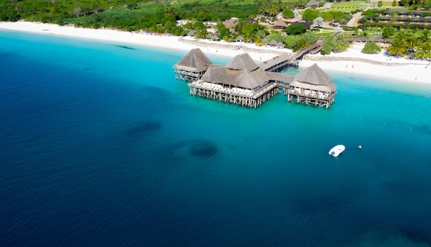 Het prachtige tropische eiland Zanzibar luchtfoto zee in Zanzibar strand Tanzania