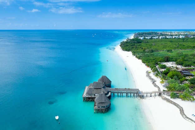 Het prachtige tropische eiland Zanzibar luchtfoto zee in Zanzibar strand Tanzania