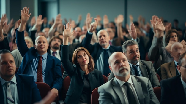 Het publiek in de openbare zaal stak hun handen op.