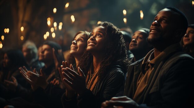 Het publiek zit in een amfitheater en applaudisseert tijdens de discussie Generatieve Ai