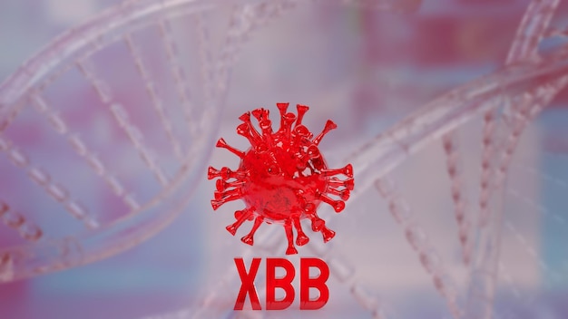 Het rode virus en xbb-tekst op sci-achtergrond 3D-renderingxA