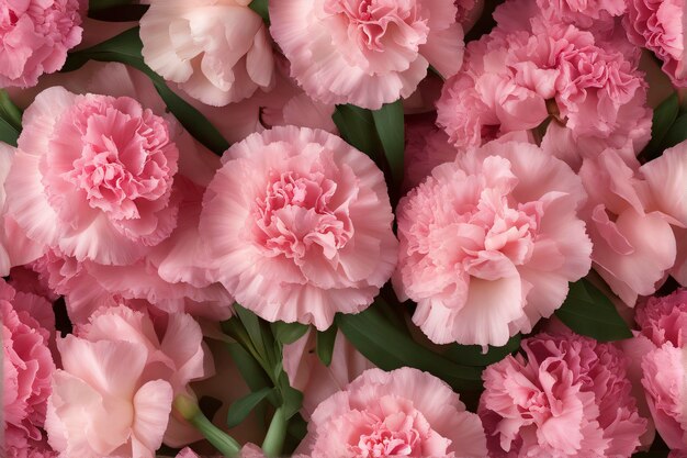 Het roze boeket van anjerbloemen op tan achtergrond