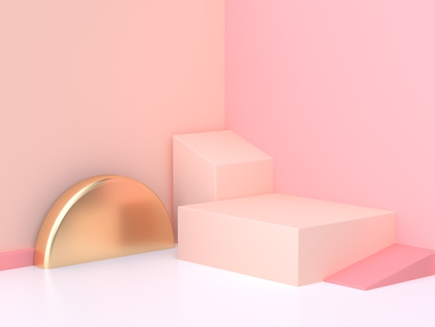 Het roze van de roommuur geometrische abstracte scène 3d teruggeven