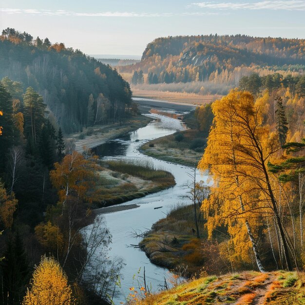 Het schilderachtige landschap van de Gauja-vallei in het weelderige groene bos