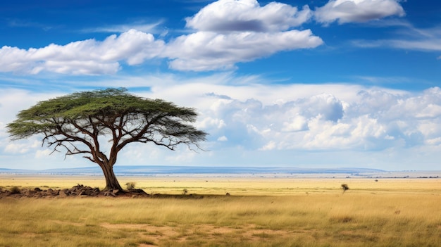 Het Serengeti National Park Tanzania Afrikaanse savanne gecreëerd met Generative AI technologie