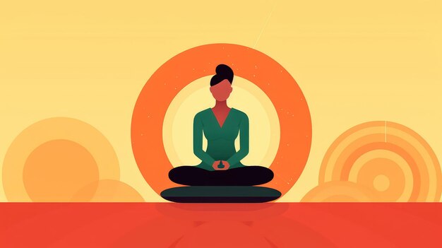 Foto het silhouet van een vrouw die in de lotuspositie mediteert in natuuryoga meditatie