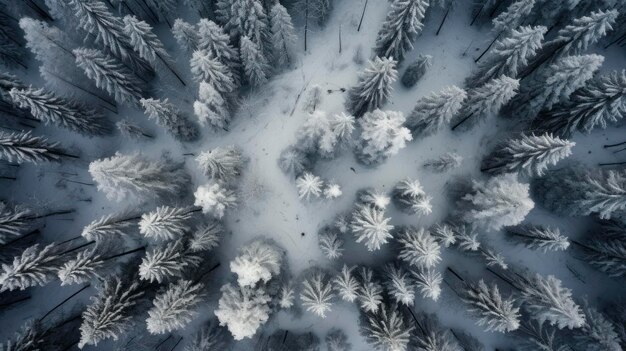 Het sneeuwbos vanuit het oog van een vogel