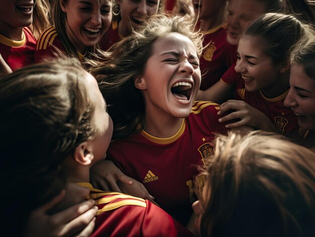 Het Spaanse team viert na het winnen van de finale