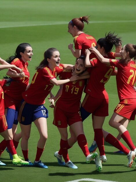 Het Spaanse vrouwenvoetbalteam.