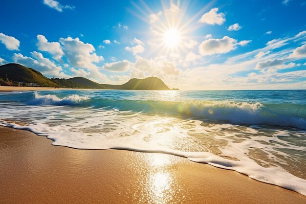 Foto het strand en het zonlicht van de zee een perfecte combinatie