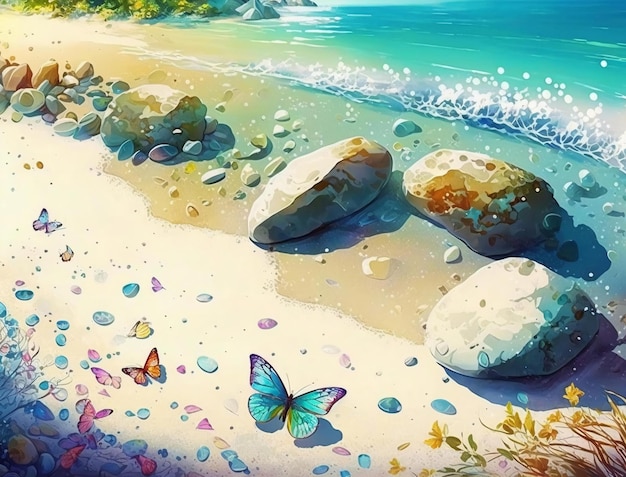 Het strand is een schilderij van de kunstenaar