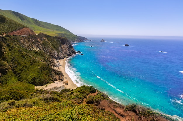 Het strand van Californië in Big Sur in Route 1 van de provincie van Monterey