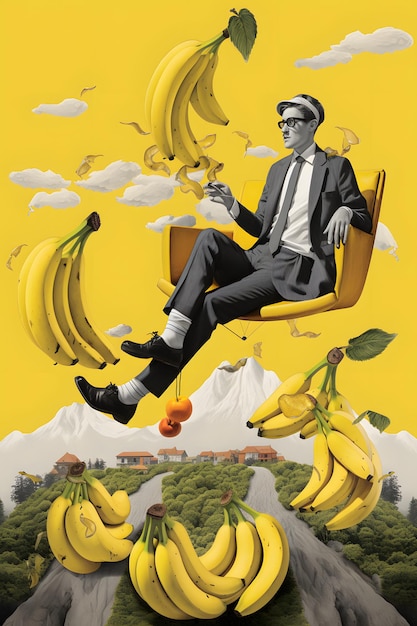 het surrealisme van mens en banaan