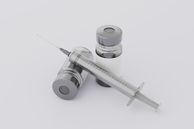 Het teruggeven van 3d vaccin medicijn fles griep vaccin anti-vaccinatie en covid-19