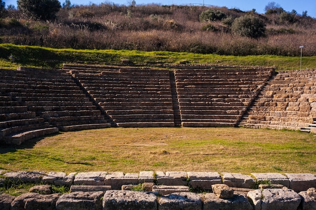 Het theater van de oude Griekse stad Morgantina op Sicilië