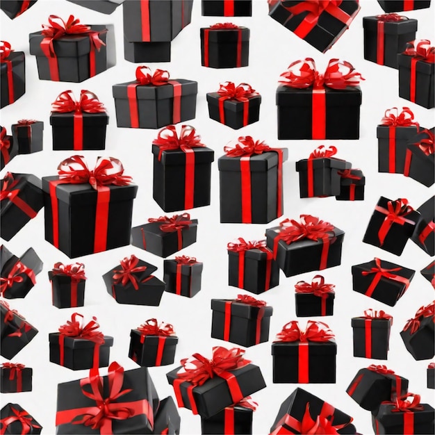 Het thema van Black Friday 2023 is gemaakt van cadeaubakken met rood.