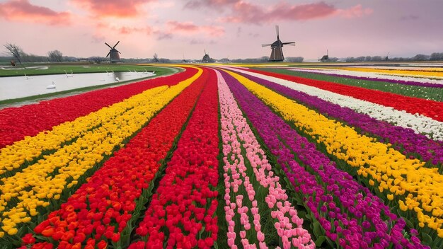 Het tulpenveld in de bloementuin van Keukenhof