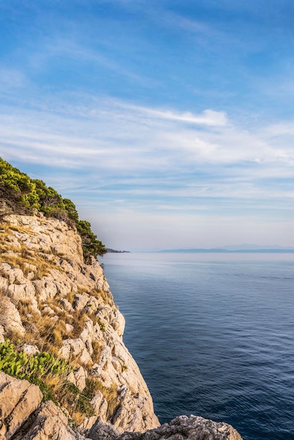 Het uitzicht op de zonsondergang, Adriatische kust, Kroatië