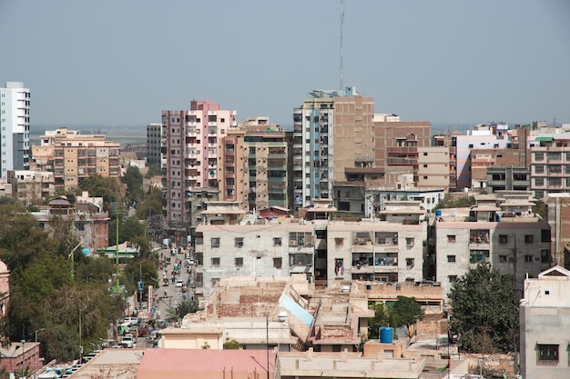 Het uitzicht op het centrum van Sukkur Pakistan