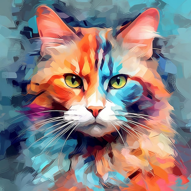 Het unieke Digitale Schilderen van Generatieve AI van de Abstracte Kunst van de Kat