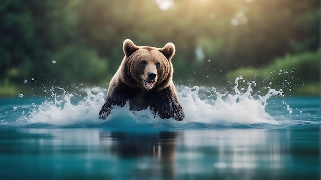 Het vastleggen van de schoonheid van dieren in het wild ter ere van Werelddierendag met een prachtige beer Stock Foto