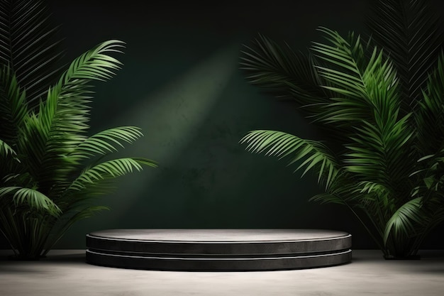 Het verbeteren van uw bewerking show een stijlvolle stand showcase met palmblad accenten voor Studio Wall Room Sp