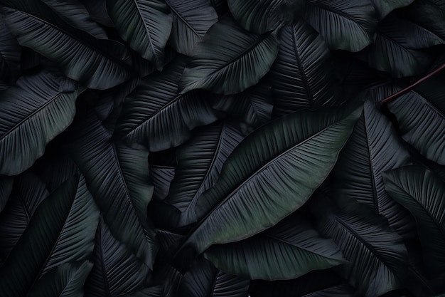 Het verkennen van de ingewikkelde texturen Abstract Zwarte bladeren voor boeiende tropische blad achtergrond