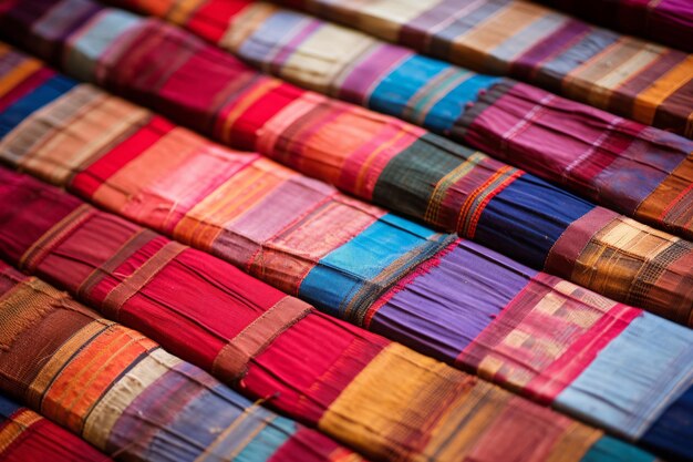 Foto het verkennen van de tijdloze schoonheid van geweven textiel een patchwork reis door thailand