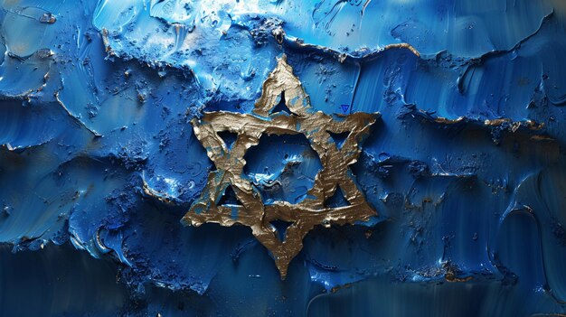 Het vieren van de onafhankelijkheid van Israël met een feestelijke banier met de Hebreeuwse tekst voor een nationale feestdag