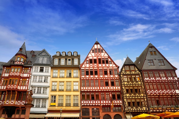 Het vierkant van Frankfurt Romerberg Oude stad Duitsland