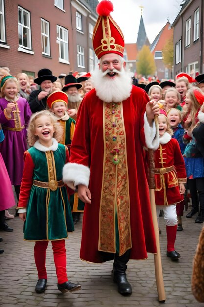 Foto het voelen van de feestelijke geest in de sinterklaasviering