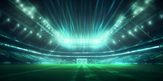 Het voetbalstadion's nachts Generatieve AI