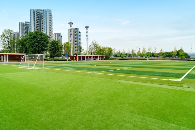 Het voetbalveld en de hut staan in het park