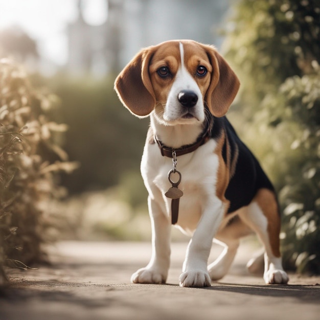 Foto het volledige lichaam van een hyperrealistische beaglehond met witte achtergrond