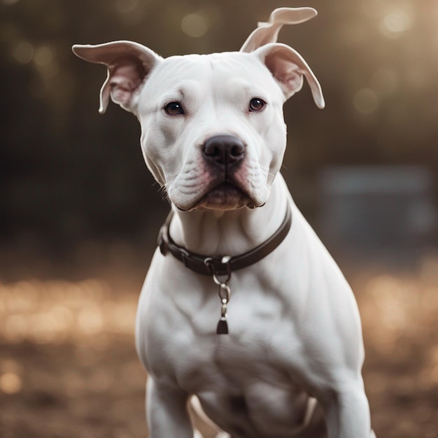 Het volledige lichaam van een hyperrealistische pitbullhond met witte achtergrond